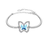For Women,S925 Fashion Versatile Blue Butterfly Crystal Female Literary Micro-Inlaid Zircon Jewelry Adjustable Personalized Clothing Accessories Jewelry Bracel