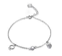 For Women,S925 Fashion Versatile Heart-Shaped Letters Romantic Sterling Temperament Adjustable Personalized Clothing Accessories Jewelry