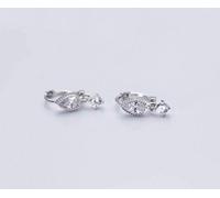 for Women, S925 Female White Mushroom Earring Korean Art Drop-shaped Diamond Ring Short Temperament Small Ear Bone Earrings rose