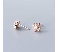 for Women, S925 White Mushroom Nail Female Korean Art Cute Six Petals Small Flower Diamond Fashion Earrings rose