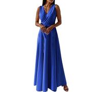 for Women Solid Colour Elegant Temperament Gowns V-Neck Sleeveless Waist Tie Cocktail Long Dresses 2024 Stylish Dress Atmosphere Meeting Place Wedding Guest Elegant Maxi Dress