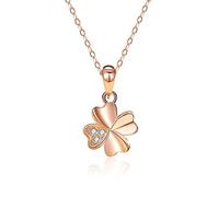 For Women's Four Leaf Necklace Silver Shamrock Luck Charm Pendant Necklaces Chain Give Girlfriend Wife De Birthday Gift