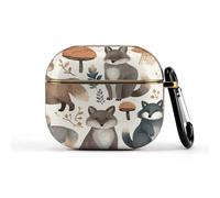 for Woodland Raccoon Animals Wireless Earbuds 3 Case with Keychain Cute Protective Cases for 3rd Compatible with 3rd Generation Supports Wireless Charging Front LED Visible