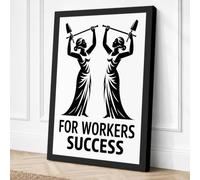 For Workers Success Canvas Wall Art Print 24x16 Inch