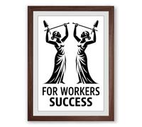 For Workers Success Typography Framed Wall Art Print A1 (84.1×59.4cm) Walnut, Wall Decor for Living Room, Bedroom, Office & Home, Ready to Hang, Art Gift