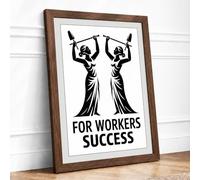 For Workers Success Typography Framed Wall Art Print A3 (42×29.7cm) Walnut, Wall Decor for Living Room, Bedroom, Office & Home, Ready to Hang, Art Gift