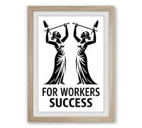 For Workers Success Typography Framed Wall Art Print A4 (29.7×21cm) Oak, Wall Decor for Living Room, Bedroom, Office & Home, Ready to Hang, Art Gift