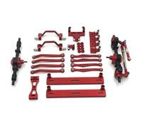For WPL C64 C64-1 1/16 Metal Front Rear Axle For Chassis Link Rod Pull Rod Mount Side Pedal Shock Mount Set RC Car Upgrade Replacement Parts RC Accessories(Red)