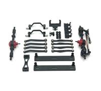 For WPL C64 C64-1 1/16 Metal Front Rear Axle For Chassis Link Rod Pull Rod Mount Side Pedal Shock Mount Set RC Car Upgrade Replacement Parts RC Accessories(Black)