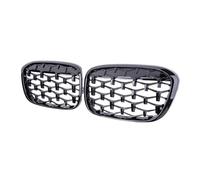 For X1 F48 F49 16-19 Car Diamond Front Kidney Grille Racing Grill Gloss Black Grills Styling Grilles Car Front Fence Grill(Full Black)