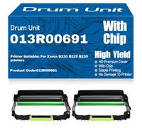 For Xerox B230 B225 B235 Drum Unit Compatible 013R00691 Imaging Drum High Yield 12000 Pages,2PC-Black