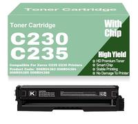 For Xerox C230 Black Yellow Magenta Cyan Toner Cartridges with Chip Compatible 006R04383 006R04384 006R04385 006R04386 Color Toner High Yield for Xerox C235 C230,Black-C230