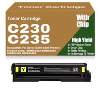 For Xerox C230 C235 Color Toner Cartridges with Chip Compatible 006R04383 006R04384 006R04385 006R04386 Toner High Yield for Xerox C235 C230 Printers,Yellow-C230