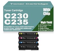 For Xerox C230 C235 Toner Cartridges with Chip 006R04383 006R04384 006R04385 006R04386 Toner Cartridge for Xerox C235 C230 Printers High Yield Work 1500 pages,4Pack-C230
