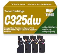 For Xerox C325 C325dw C325df C325dw Toner Cartridges CT203486 CT203487 CT203488 CT203489 Compatible for Xerox ApeosPrint C325 C325dw Apeos C325df C325dw Printers,C325dw-4Pack