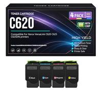 For Xerox C620 C625 Toner Cartridges with chip Compatible 006R04616 | 006R04617 006R04618 006R04619 Toner for Xerox VersaLink C620 C625 C625DN Printers High Yield Work,4Pack-C625DN