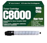 For Xerox C8000 Black Yellow Magenta Cyan Toner Cartridges 106R04050 106R04051 106R04052 106R04053 Compatible Toner High Yield for Xerox Versalink C8000 Printers,Black-C8000