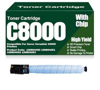 For Xerox C8000 Black Yellow Magenta Cyan Toner Cartridges 106R04050 106R04051 106R04052 106R04053 Compatible Toner High Yield for Xerox Versalink C8000 Printers,Cyan-C8000