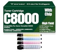 For Xerox C8000 Black Yellow Magenta Cyan Toner Cartridges 106R04050 106R04051 106R04052 106R04053 Compatible Toner High Yield for Xerox Versalink C8000 Printers,4Pack-C8000