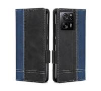 For Xiaomi 13T Pro/Mi 13T Phone Case, Magnetic Flip Leather Wallet Premium Case, Slim TPU Bumper Silicone Folio Stand for Xiaomi 13T Cover, Shockproof Protective Case for Xiaomi 13T Blue Black