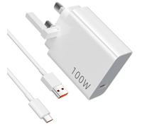 For Xiaomi Charger 100W Fast Charge Plug UK for POCO F8 Ultra F8 Pro M8 Pro | 100W Charger Plug with 6A USBC Charging Cable for Xiaomi 17Pro Max 15T 14T Redmi Note 14 13 12 11Pro Pad 7 6S POCO F7 X8 Pro