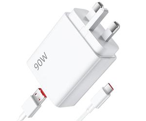 For Xiaomi Charger 90W With USB C Charging Cable 1M for Xiaomi 17 Pro Max 15 14 Ultra 14T 13/POCO X6 X7 F7 F8 Pro M8 X8 for Turbo Charge,Fast Wall Charger Plug UK for Redmi Note 15 14 Pro+ 14C Pad 7 8