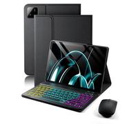 For Xiaomi Pad 7 / 7 Pro (2024) Xiaomi Pad 8 / 8 Pro (2025) 11.2 Inch Case with Wireless Bluetooth Illuminated Coloured German Keyboard (QWERTZ) and Mouse, Magnetic Removable, Backlit Keyboard Case
