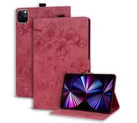 for Xiaomi Pad 7 Case Cover, Embossed Cat PU Leather Flip Protective Stand Card Slots Flip Smart Case Cover for Xiaomi Pad 7, red