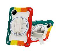 for Xiaomi Pad 8.8"/Mi Pad Mini Shockproof Case,Heavy Duty Rugged 3 Layer Protective Case Cover W 360 Rotating Grip Bracket+Shoulder Strap,Colorful Red