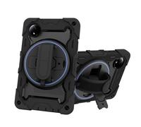 for Xiaomi Pad 8.8"/Mi Pad Mini Shockproof Case,Heavy Duty Rugged 3 Layer Protective Case Cover W 360 Rotating Grip Bracket+Shoulder Strap,Black