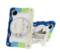 for Xiaomi Pad 8.8"/Mi Pad Mini Shockproof Case,Heavy Duty Rugged 3 Layer Protective Case Cover W 360 Rotating Grip Bracket+Shoulder Strap,Colorful Blue
