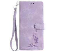 for Xiaomi Poco C75 5G Case, Premium Flip Shockproof PU Leather Feather Embossed Phone Cases with Card Slots Kickstand Magnetic Protective Wallet Cases for Xiaomi Poco C75 5G,Purple