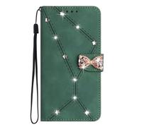 For Xiaomi POCO C75/Redmi 14C Case, 3D Glitter Sparkle Bling Cover Shock-Absorption Flip PU Leather Protective Bumper with Magnetic Stand Card Holder Slots for Xiaomi POCO C75/Redmi 14C green