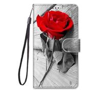 for Xiaomi Redmi 13 4G/5G Case, 3D Shockproof Premium PU Leather Flip Wallet Cover with Magnetic Stand Card Holder Money Pouch Folio TPU Bumper Protective Phone Case for Xiaomi Redmi 13 4G/5G Red Rose