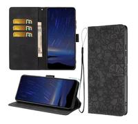 for Xiaomi Redmi 9A Case, Flip Shockproof Wallet Case PU Leather Embossed Flower with Stand Magnetic Money Pouch Folio Bumper Gel Protective Phone Cover for Xiaomi Redmi 9A black