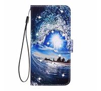for Xiaomi Redmi A7 Pro Case, 3D Painted Shock-Absorption Flip PU Leather Notebook Wallet Cases Folio Magnetic Protective Cover Bumper with Stand Card Holder Slots for Xiaomi Redmi A7 Pro Waves sun