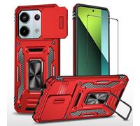 for Xiaomi redmi Note 13 Pro 5G/Poco X6 5G Case with Screen Protector, Protective Cover with Camera Protector Kickstand Military Phone Case for Xiaomi Redmi Note 13 Pro 5G (Note 13 Pro 5G Red)