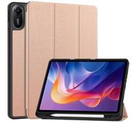 for Xiaomi Redmi Pad 2 11 Inch 2025 Tri-Fold Smart Tablet Case, Shockproof Stand Flip Leather + TPU Protective Cover with Auto Wake/Sleep + Pen Holder,Rose Gold