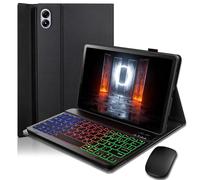 For Xiaomi Redmi Pad Pro (2024) 12.1 Inch Case with Wireless Bluetooth Illuminated Coloured German Keyboard (QWERTZ) and Mouse, Magnetic Removable, Backlit Keyboard Case