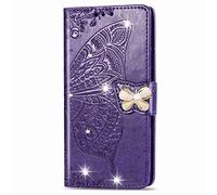 for Xiaomi Redmi Turbo 3 Case 3D Glitter Bling Sparkly Gems Butterfly Flip Case Stand PU Leather Wallet Phone Cases Card Slots Magnetic Silicone Bumper Shockproof Cover for Xiaomi Redmi Turbo 3 purple