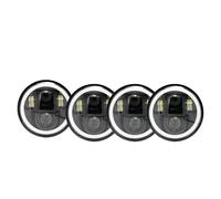 For XL1200C XL883C For FXDWG For FXD For FXSTC 5.75Inch Motorcycle Projector Led Headlight For .75" H4 Headlamp With Angel Eye Headlamp Front Headlight(4 PCS Black)