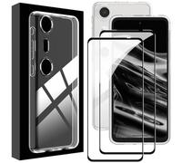 For Xreal Beam Pro Case with 2 Pcs Tempered Glass Screen Protector, Full-coverage HD Scratch Resistance 9H Tempered Glass, Transparent TPU Slim Thin Drop Proof Cover