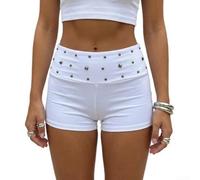 for y2k Fashion Shorts Women High Hip Solid Black for y2k Fashion | Polyester blend material, medium elasticity, comfortable fit, beige white black options, for trendy design