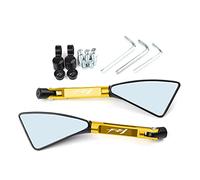 For Yamaha FZ1 FZ1FAZER Motorcycle Triangle Rear View Mirror Universal CNC Aluminum Blue Lens Handlebar Side Rearview Mirrors With(Gold)