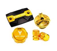 For Yamaha MT09 MT-09 FZ09 2015-2019 2020 Motorcycle Parts CNC Oil Filler Cap Front And Rear Brake Fluid Tank Cap Reservoir Caps(4-Gold)