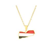 For Yemen Stainless Steel Map Pendant Necklace Earrings And Ring Set Fashionable And Versatile Suitable For Men And Women Brides And Grooms Suitable For Wedding Parties Various Festivals (gold)