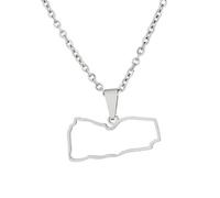 For Yemen Stainless Steel Map Pendant Necklaces Map Jewelry Gold Color Items for Bridal Women Man Party Gifts Earrings Sets Round Ball Jewelry (Model 8)