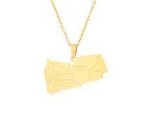 For Yemen Stainless Steel Map Pendant Necklaces Map Jewelry Gold Color Items for Bridal Women Man Party Gifts Earrings Sets Round Ball Jewelry (Model 6)