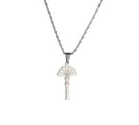 For Yezidi Faith Pilgrimage Stainless Steel Pendant Necklace Jewelry Gold Color Items for Women Man Party Gifts Personality Clavicle Chain Accessories (Silver)