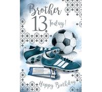 For You Brother 13 13th Today Football Happy Birthday Card Lovely Verse